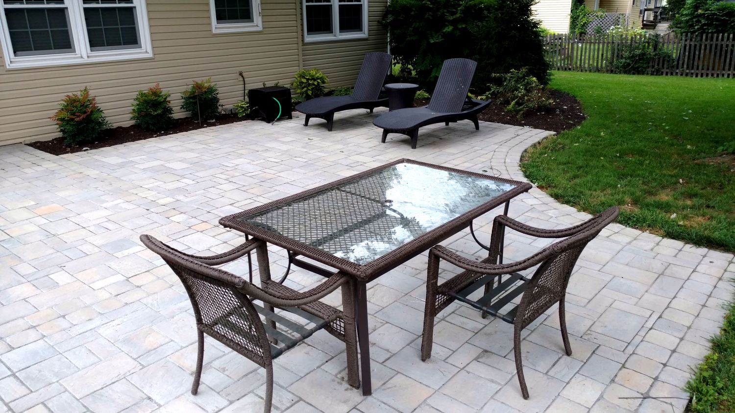 Techo-Bloc paver patio with landscape plantings, Allentown PA